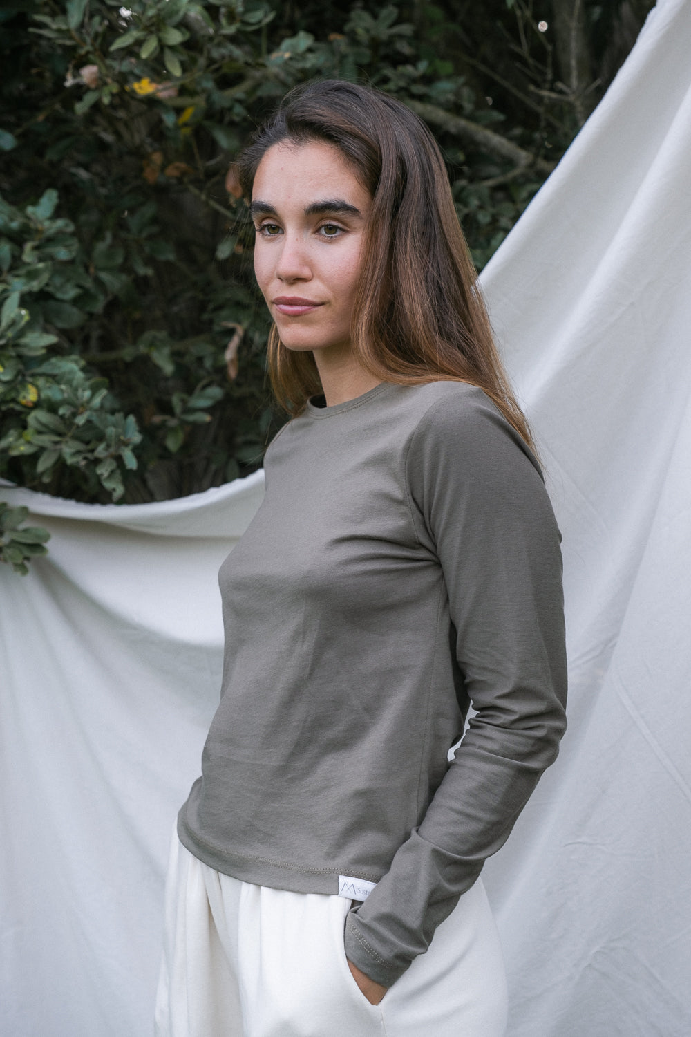 Essential women's long sleeve t-shirt - blue and green