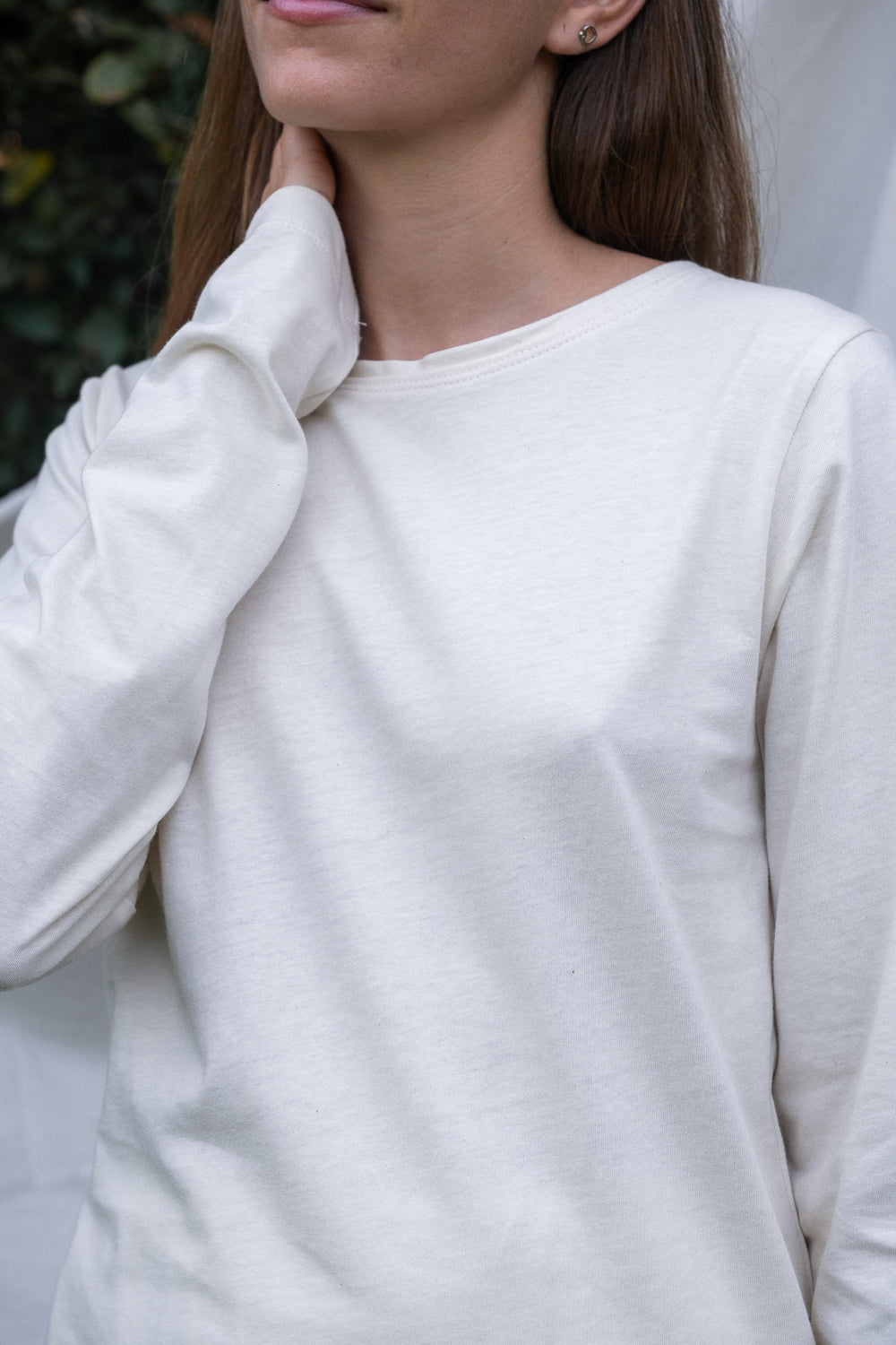 Camiseta Esencial mujer manga larga - blanco y natural – MIA Moda  Regenerativa