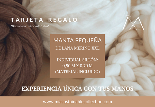 MIA Sustainable Collection TARJETA REGALO TALLER Pie de Cama Individual 0,90m x 0,70m TARJETA REGALO Taller de manta de lana merino XXL